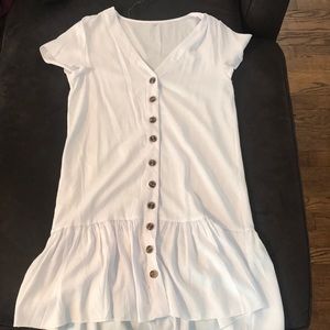 White mini button down dress